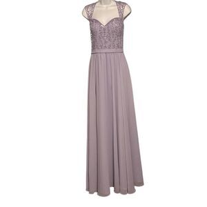 Lavender Sequin Bodice Chiffon Maxi Dress – Open Back | Size 12